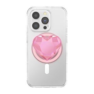 Pink Crystal Heart PopGrip for MagSafe, PopSockets