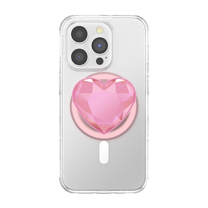 Pink Crystal Heart PopGrip for MagSafe, PopSockets