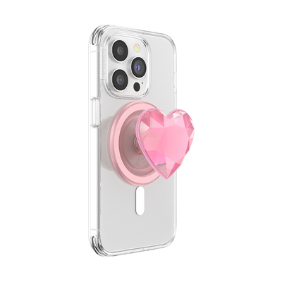 Pink Crystal Heart PopGrip for MagSafe